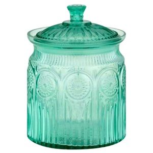 The Pioneer Woman Adeline Pressed Glass Cookie Jar, Turquoise